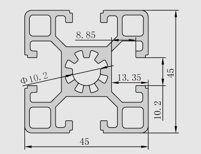 4545輕型工業(yè)鋁型材產(chǎn)品參數